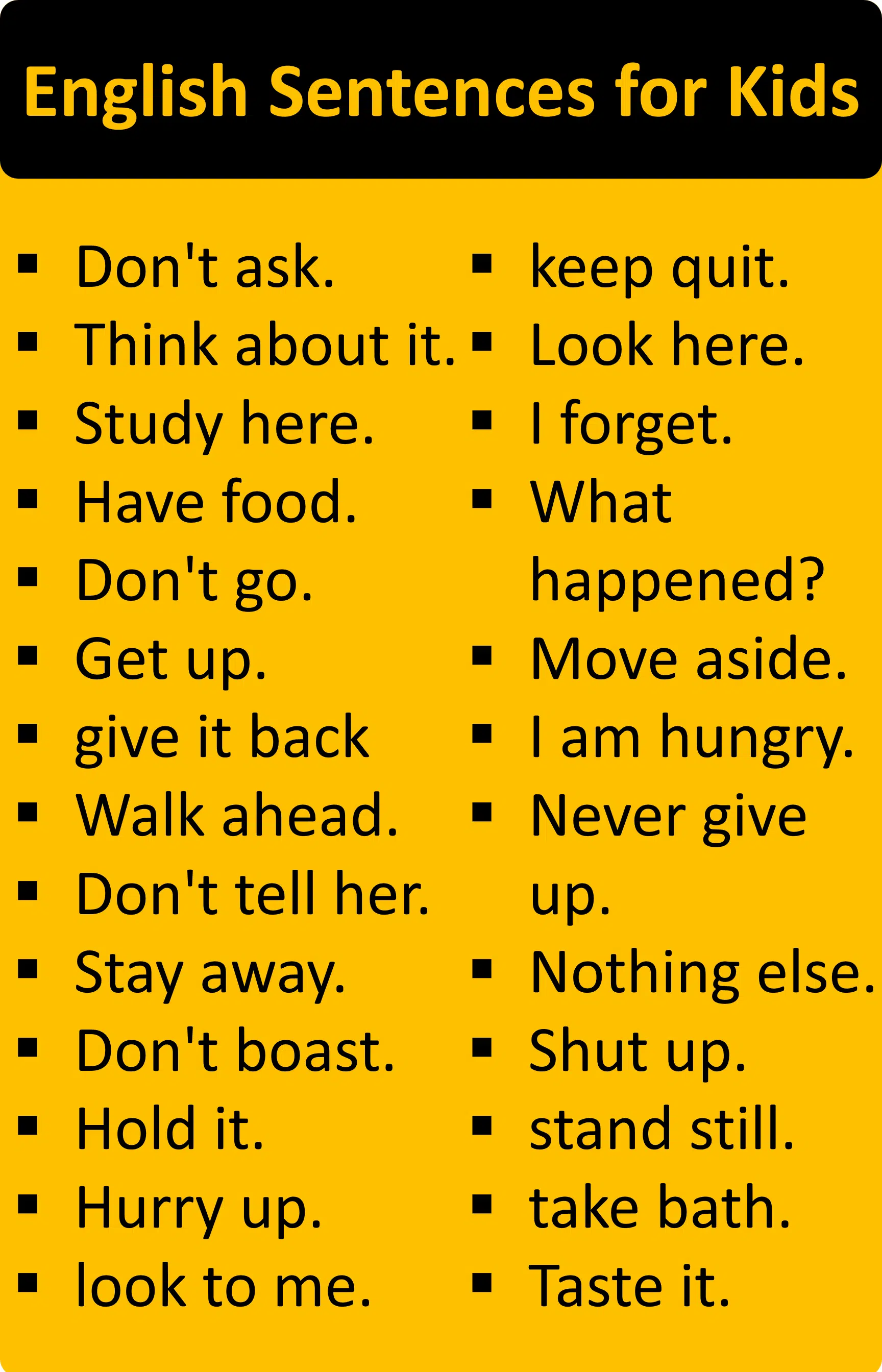 Sentences for Kids in English