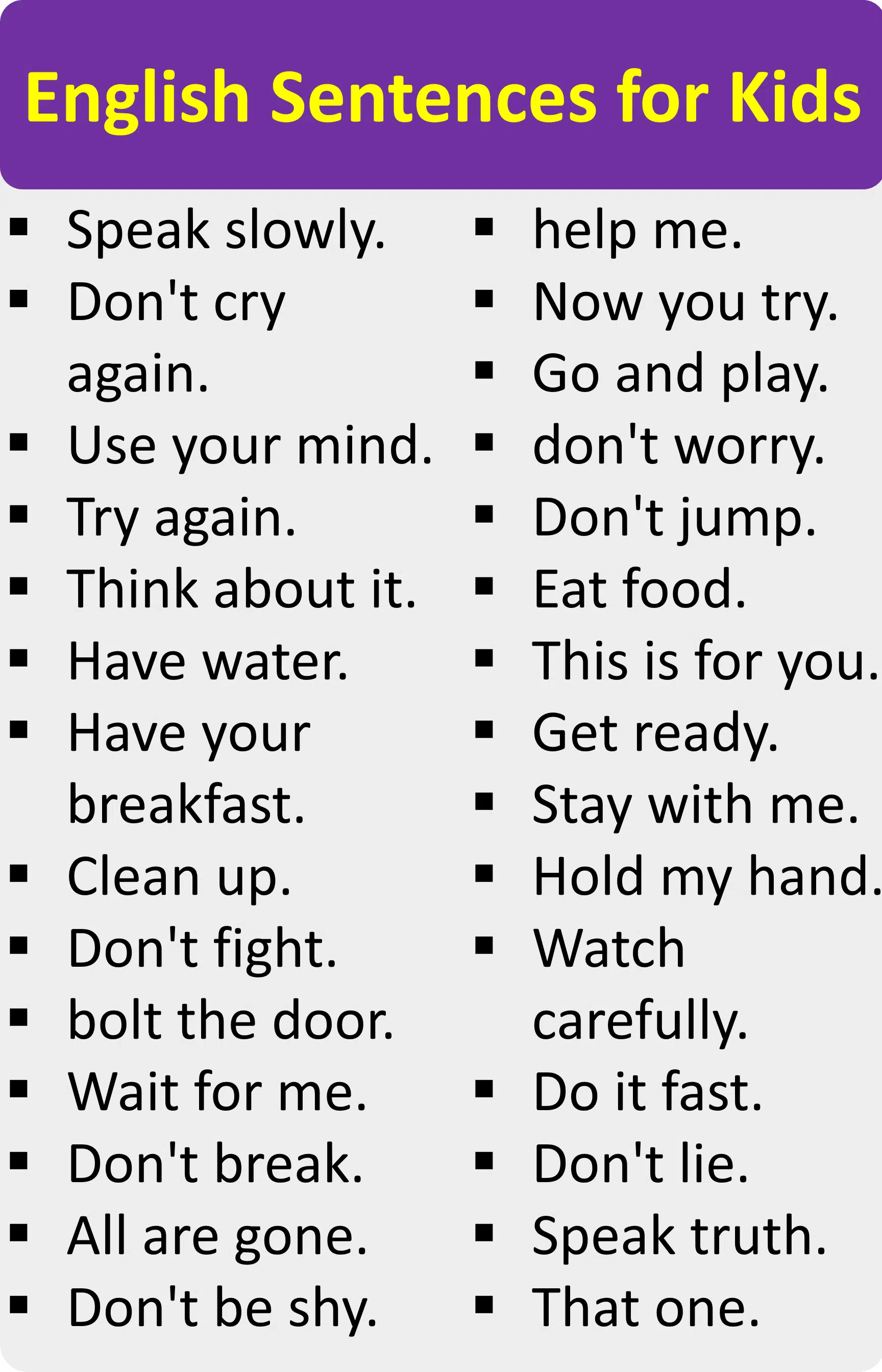 Sentences for Kids in English