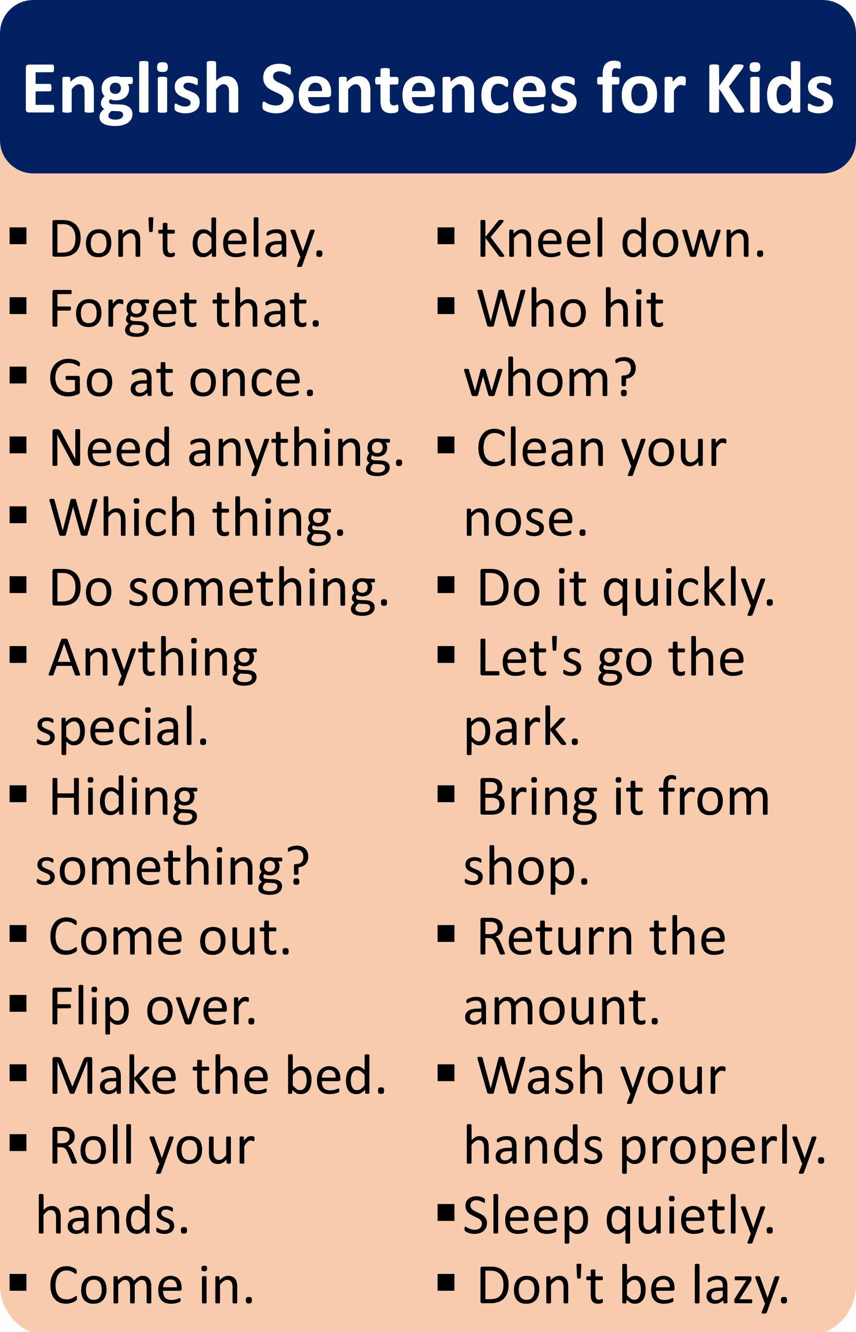 Sentences for Kids in English