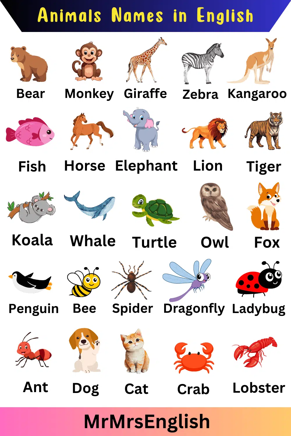 Name of Animals in English 