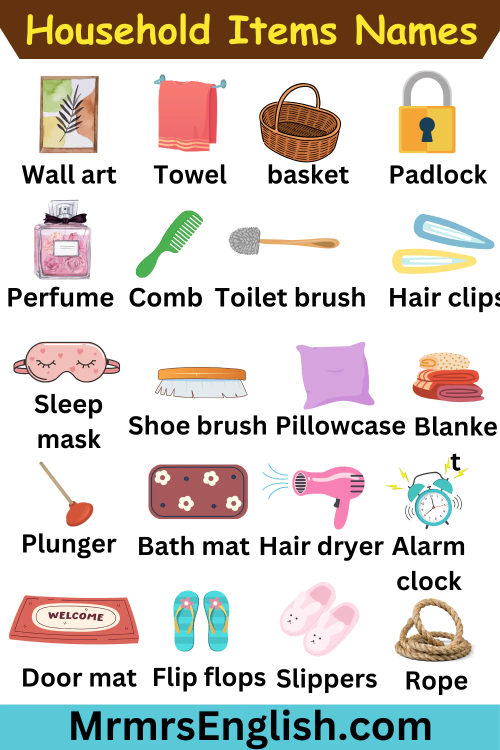  Household Items Vocabulary in English