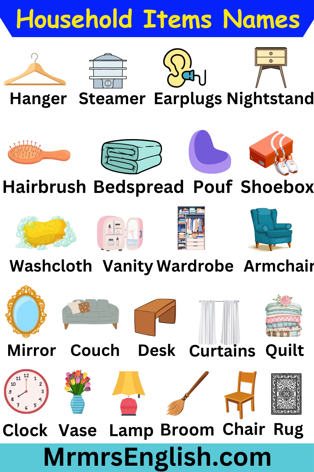  Household Items Vocabulary in English