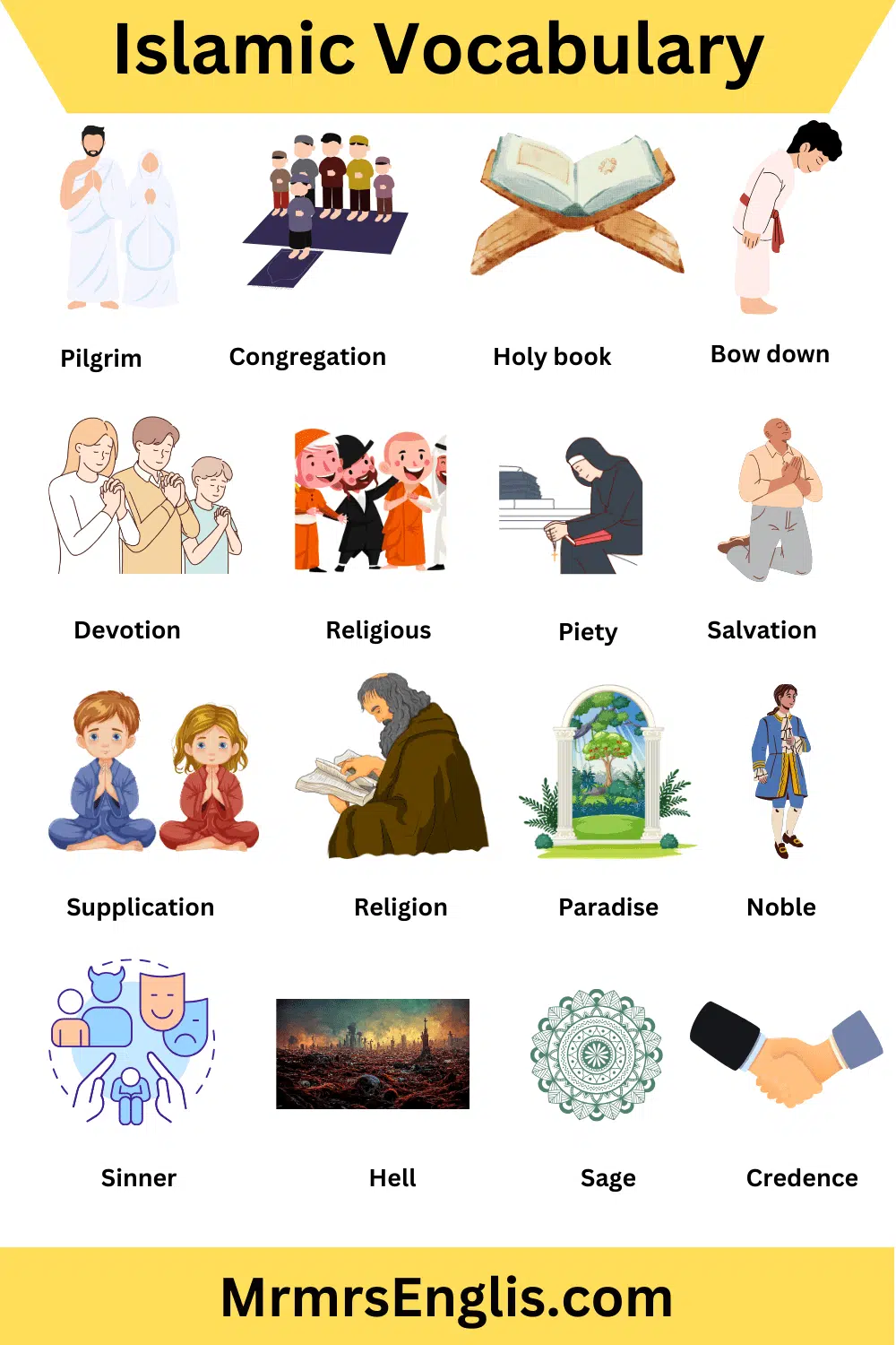 Islamic Vocabulary Words With Sentences