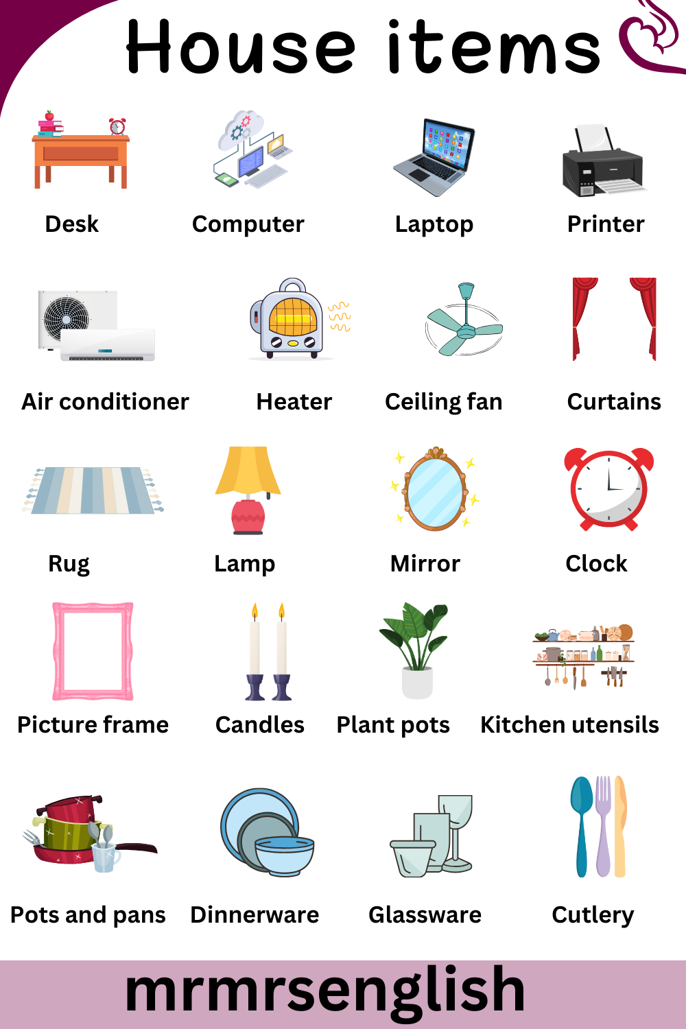 Household Devices and Appliances Names in English