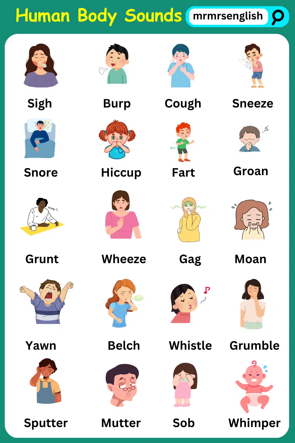 Human Body Sounds Names in English