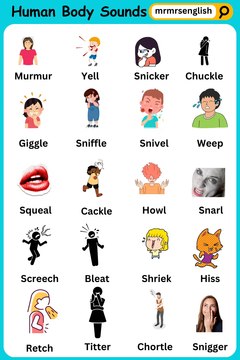 Human Body Sounds Names in English