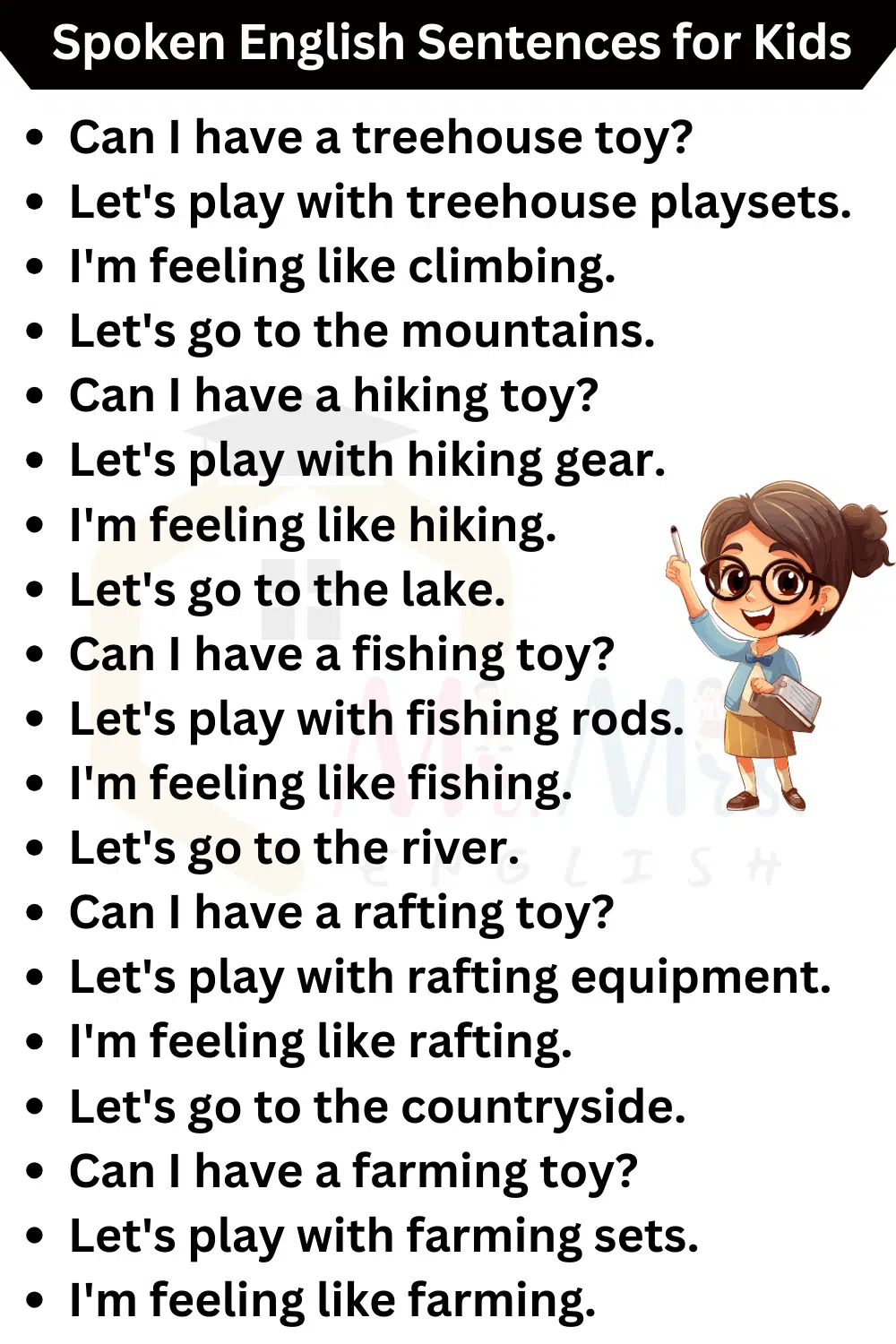 Spoken English Sentences for Kids - English Speaking Practice Sentences with your kids