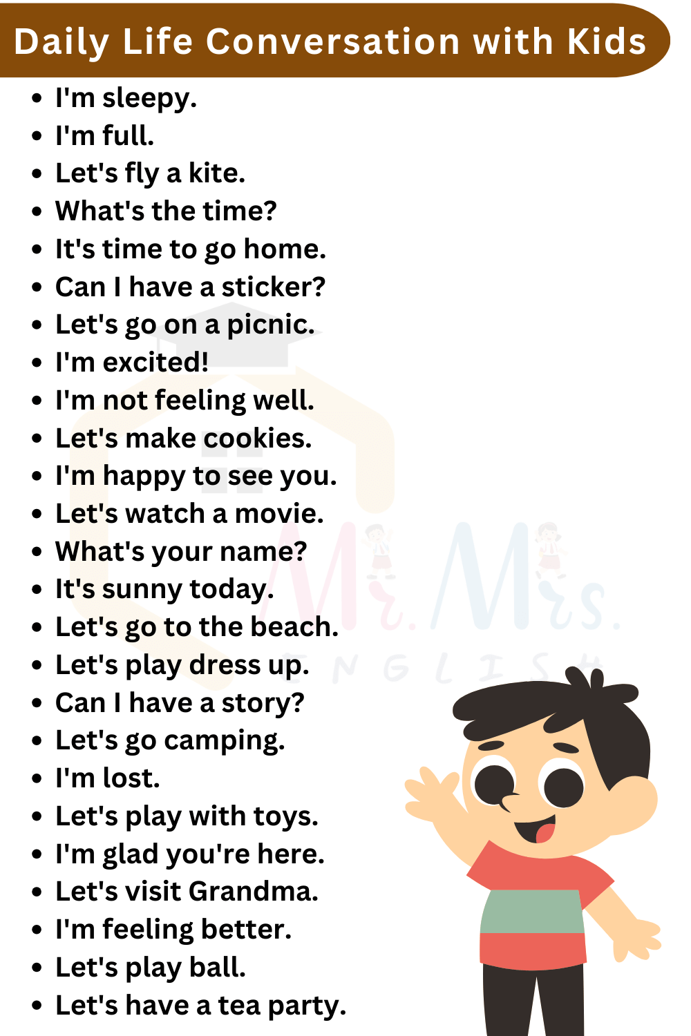 English Speaking Practice Sentences for children