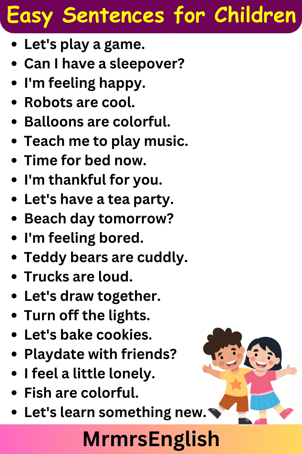daily Life conversation for young boys and girls