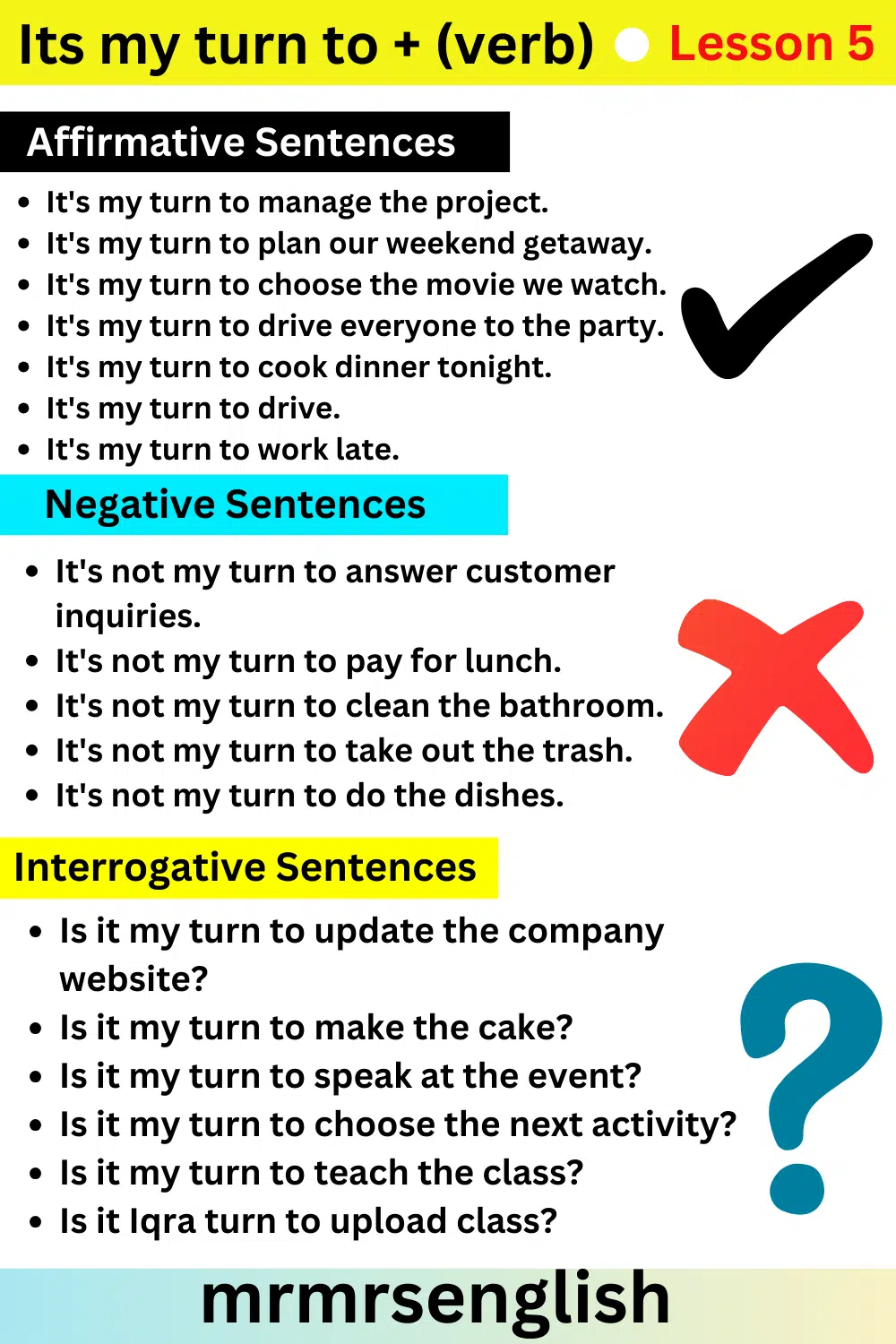 English Speaking Course Lesson 5 by Structures | It's my turn to + (verb)