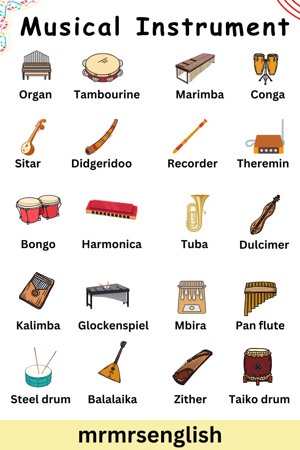 Different Musical Instruments with Pictures