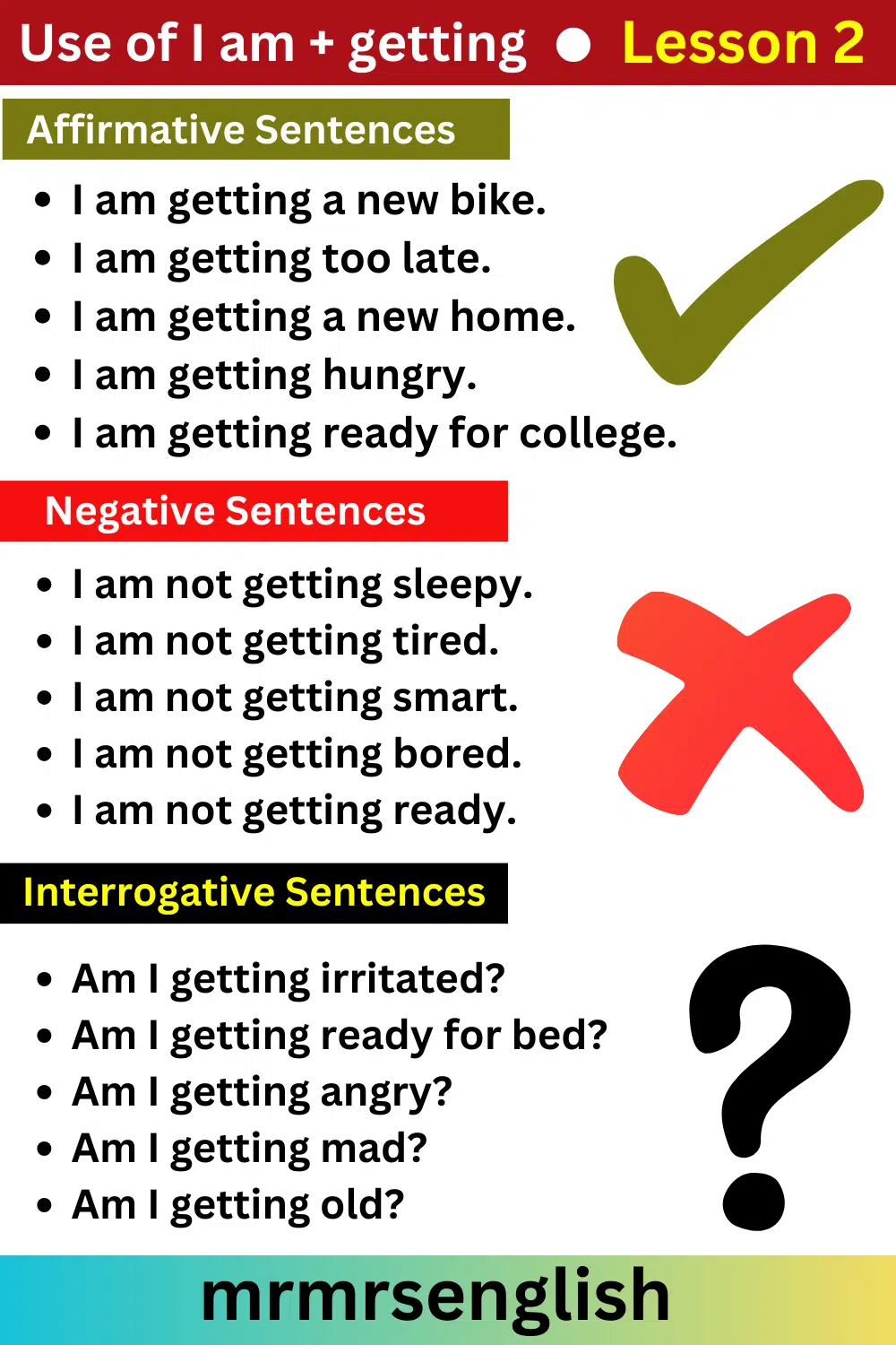 English Speaking Course by Structures Lesson 2 | Use of I am + getting