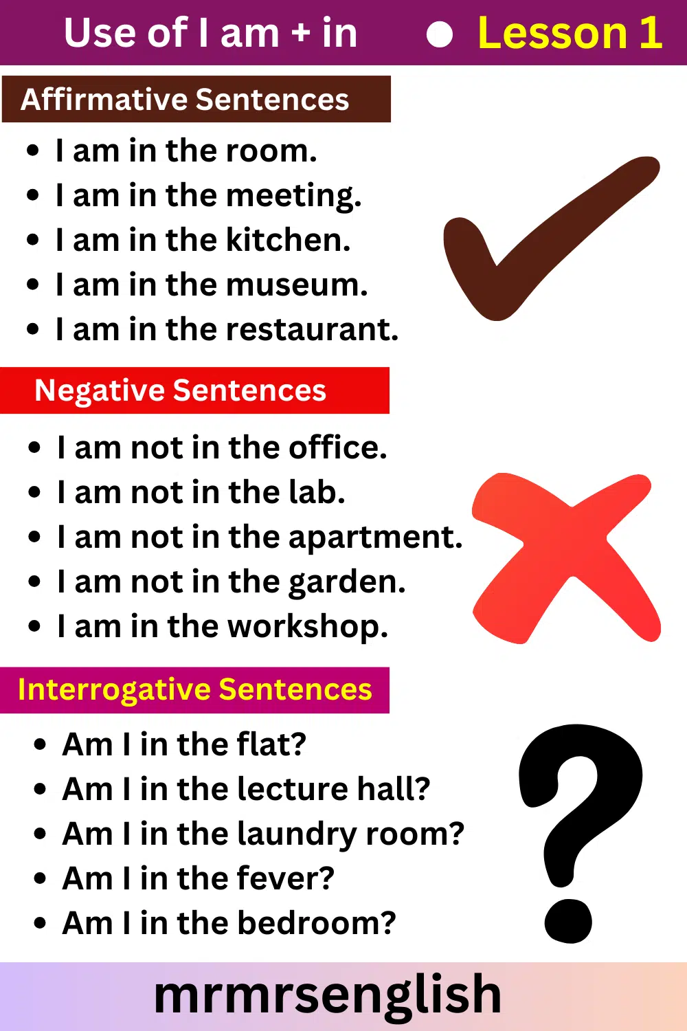 English Speaking Course by Structures Lesson 1 | Use of I am + in