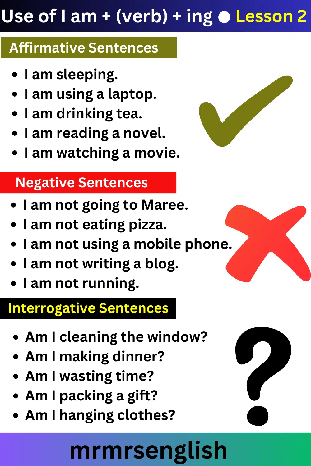 English Speaking Course by Structures Lesson 2 | Use of I am + (verb) + ing