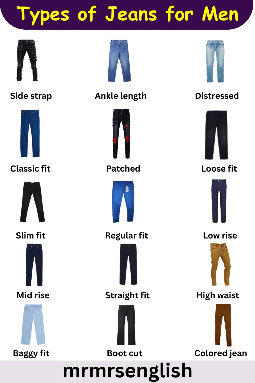 30 Different Types of Jeans names for men