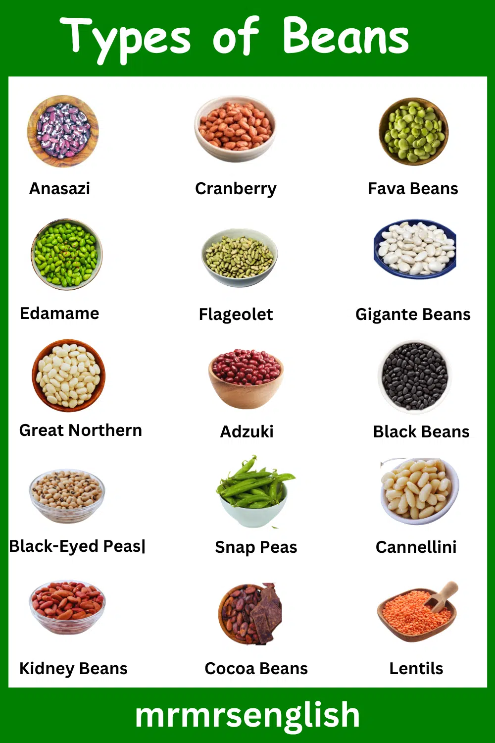 Beans Varieties and their pictures