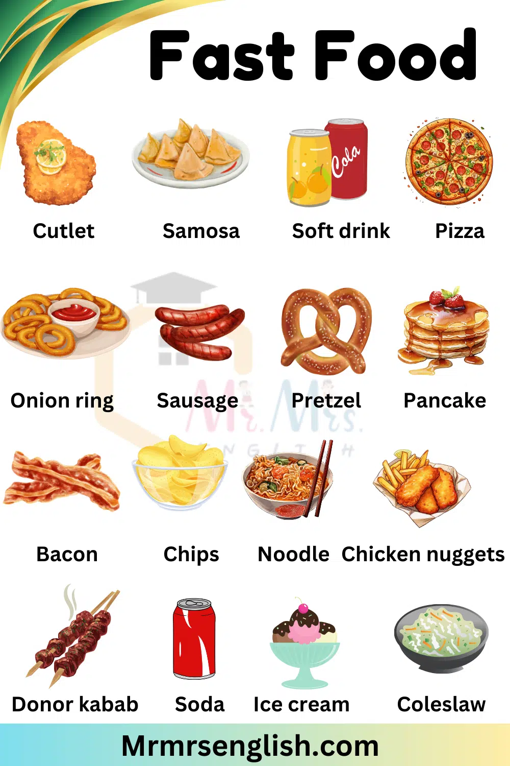 Fast Food items names in English