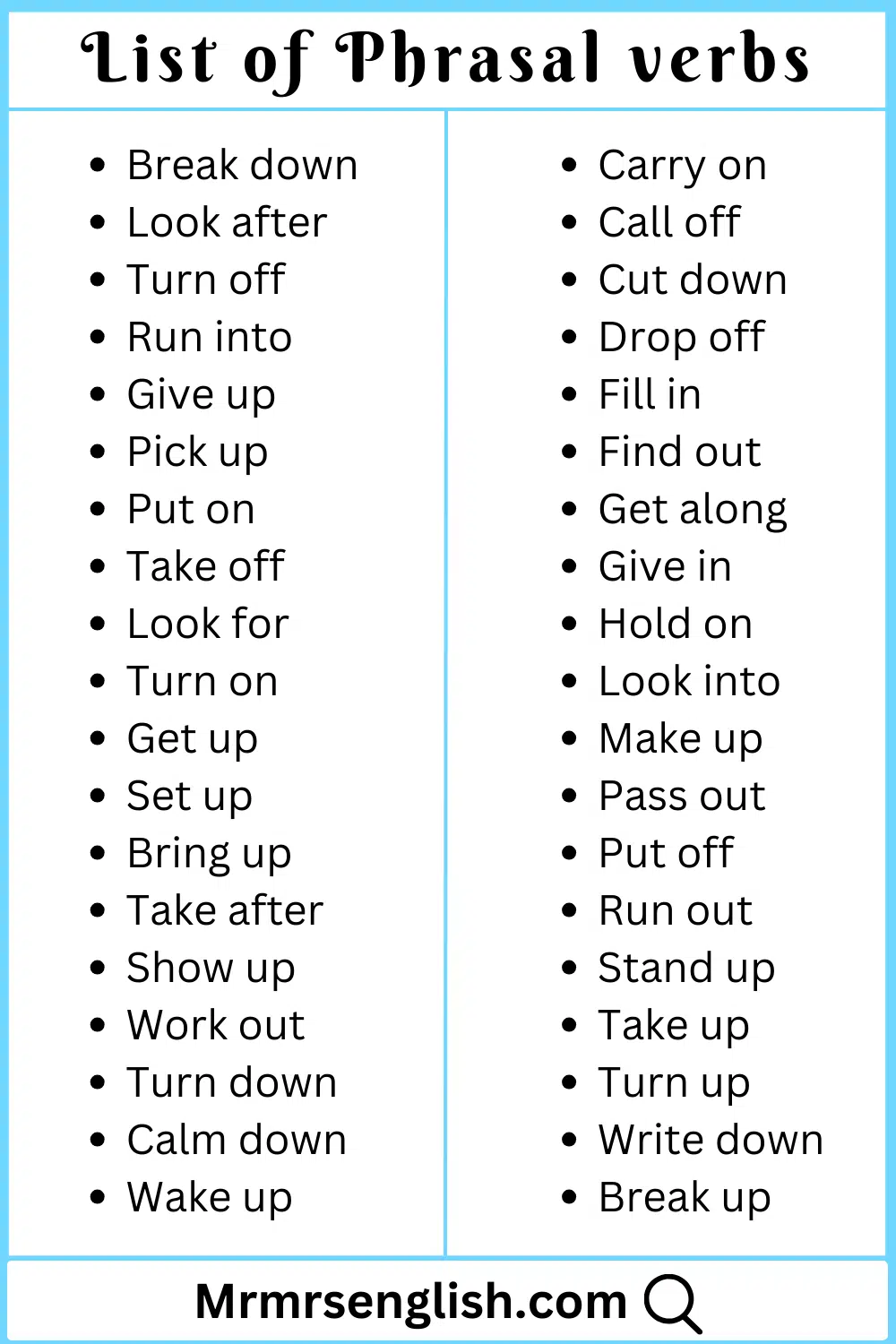 Phrasal Verbs Read Definition And Example Sentences