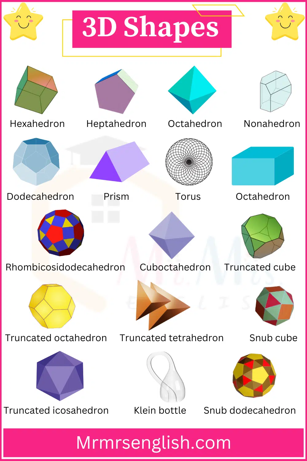 3D Shapes Pictures and Names in English