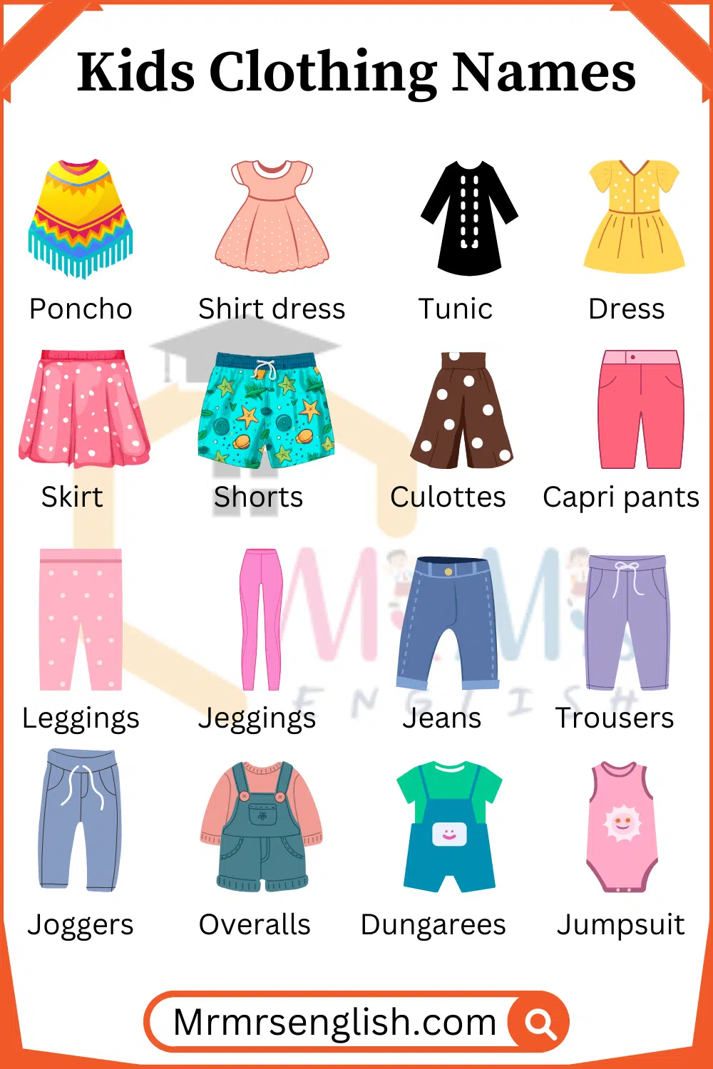 60+ Kids clothes and names in English