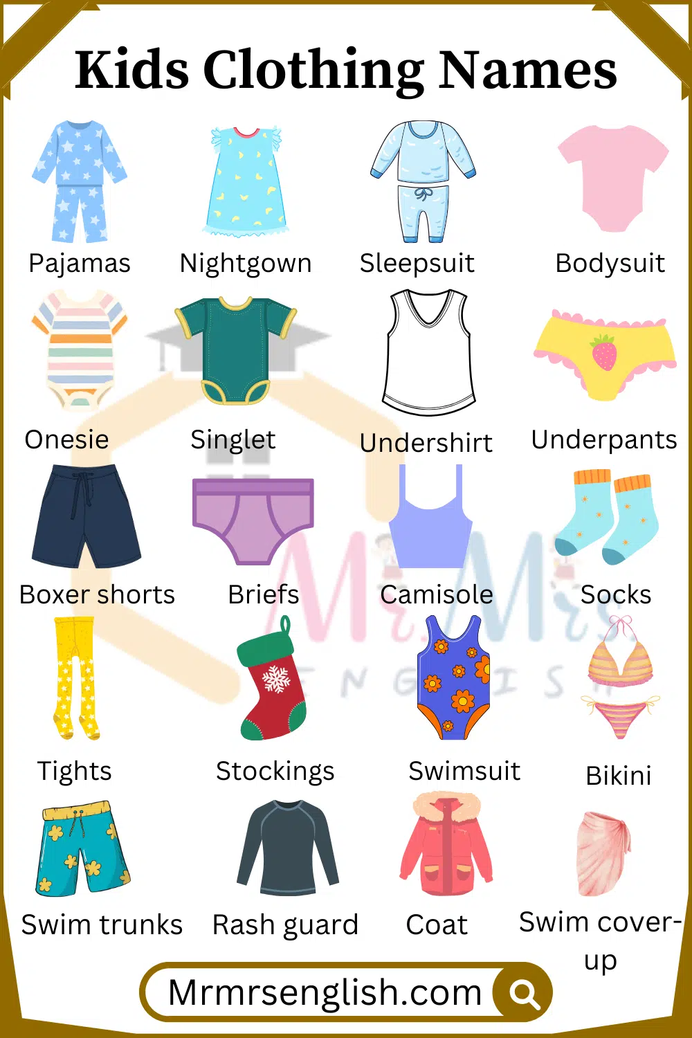 Baby clothes names with Pictures
