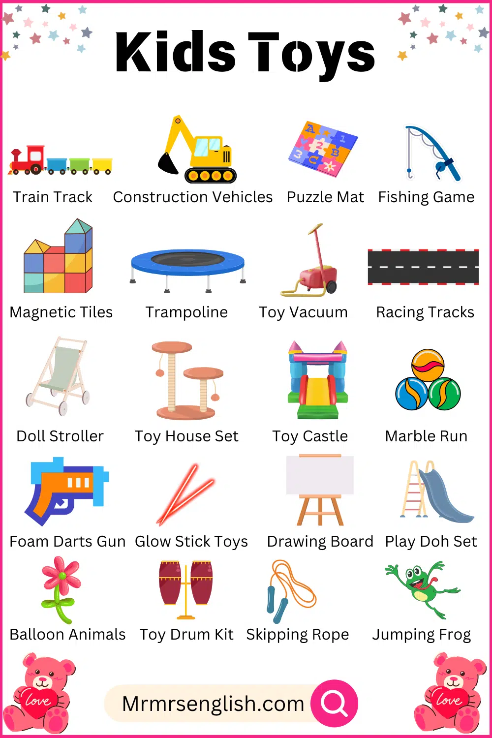  Child toys pictures and names in English