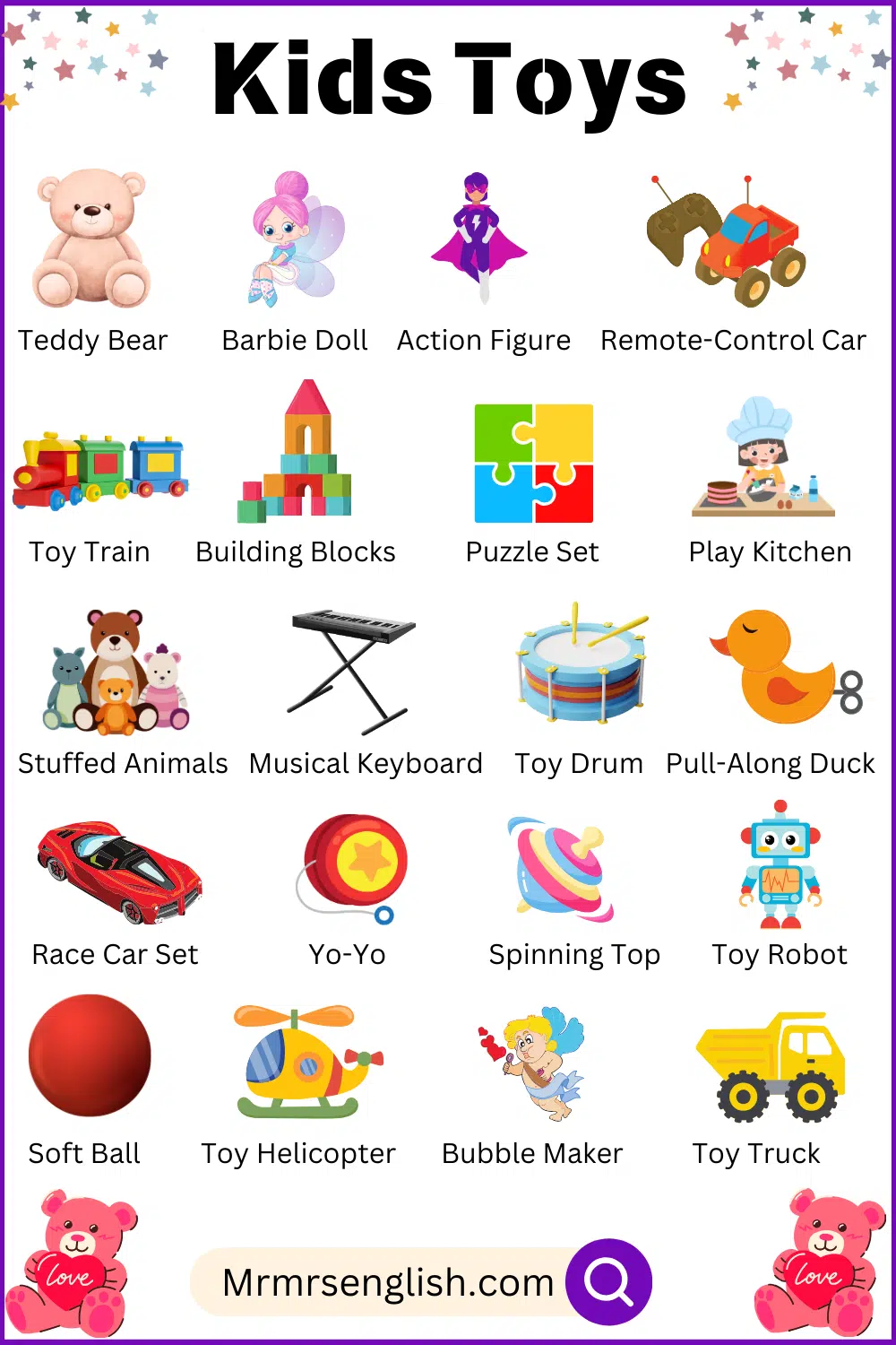 Names and Pictures of Toys
