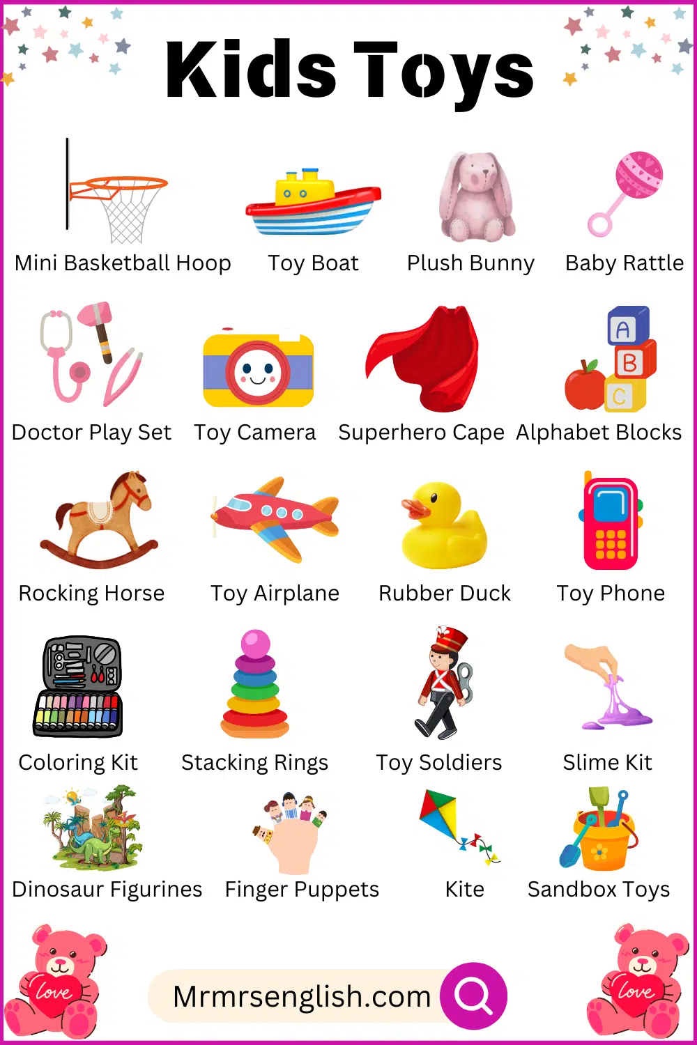 Pictures and Names of Toys