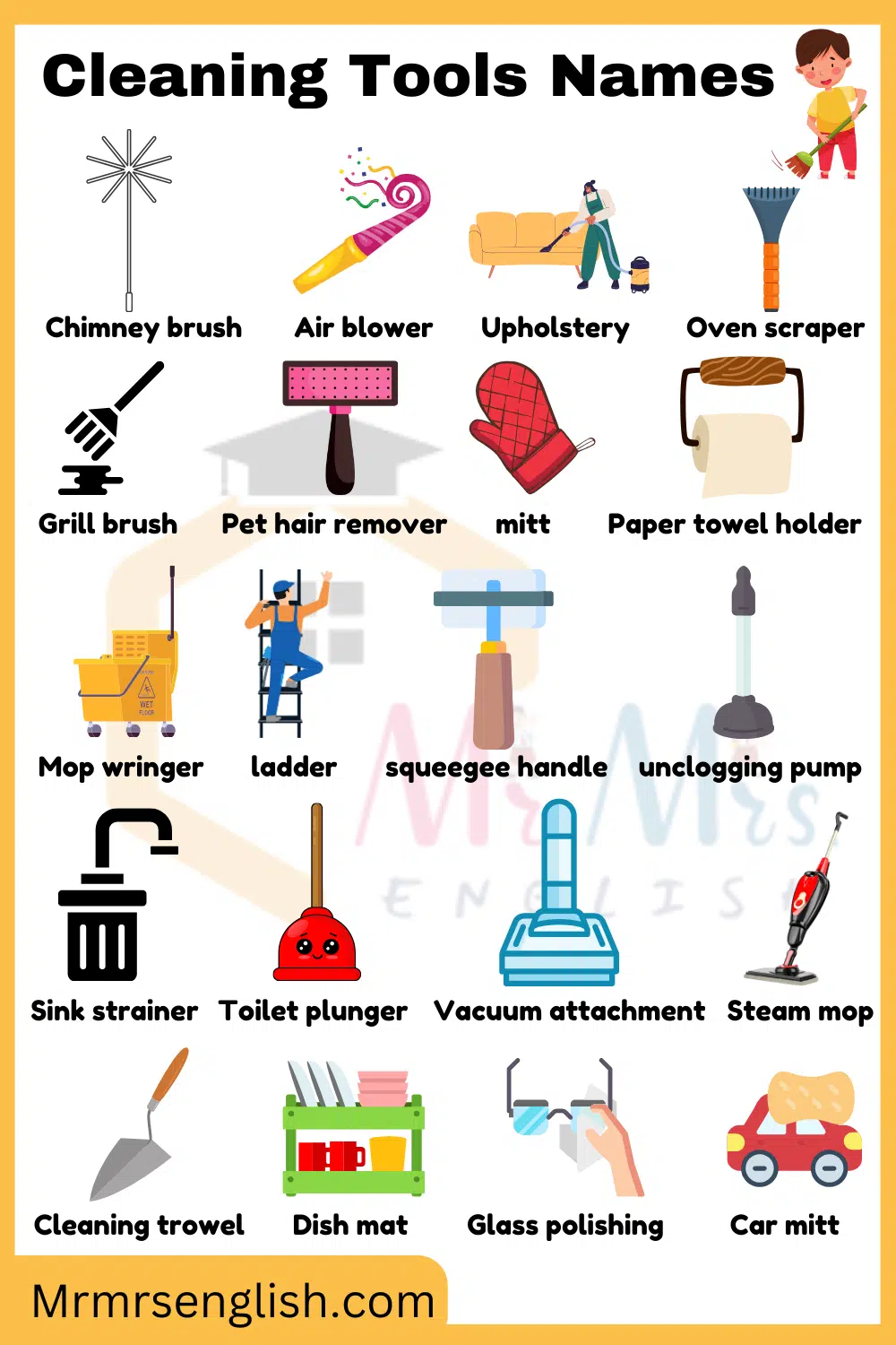 Cleaning Tools with Pictures and Description