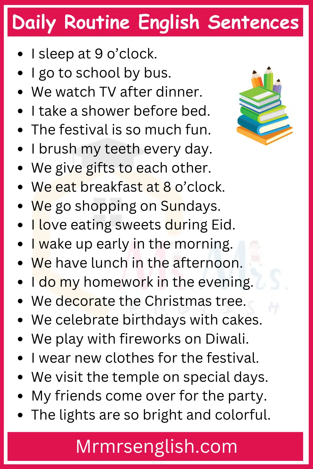 Daily Routine English Sentences