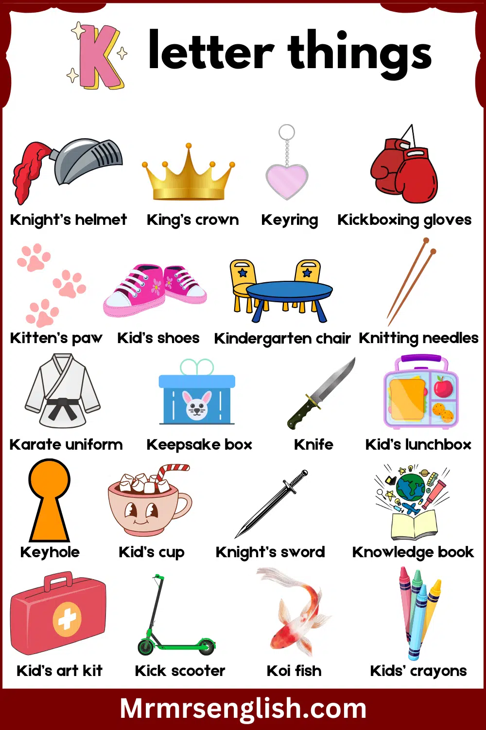 Names of Things and Pictures for kids