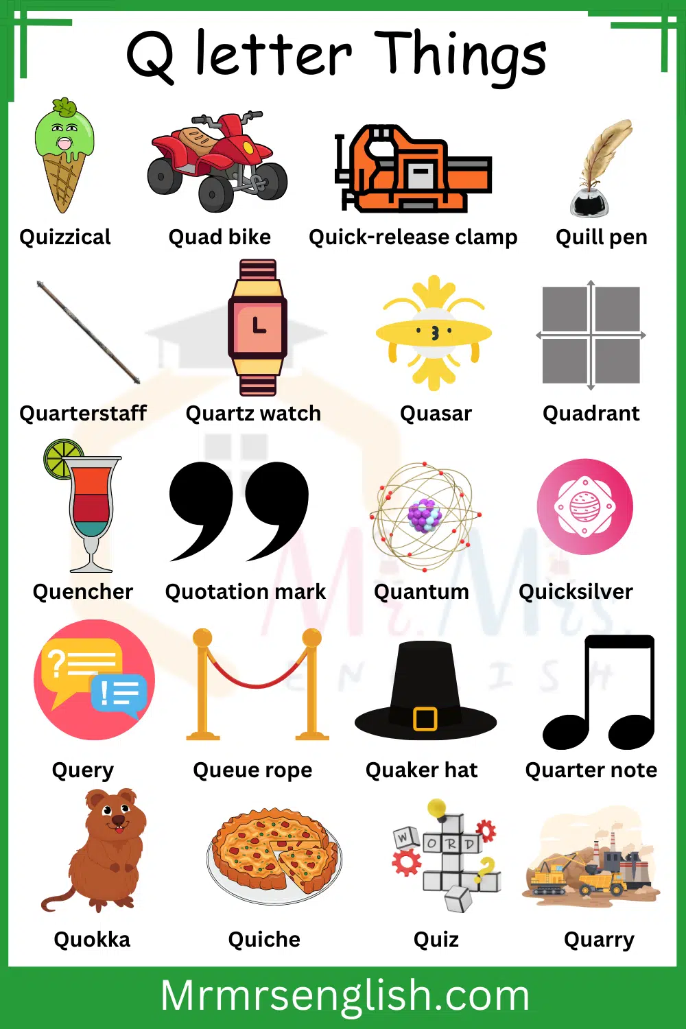 Pictures and Thing Names that start with Q letter