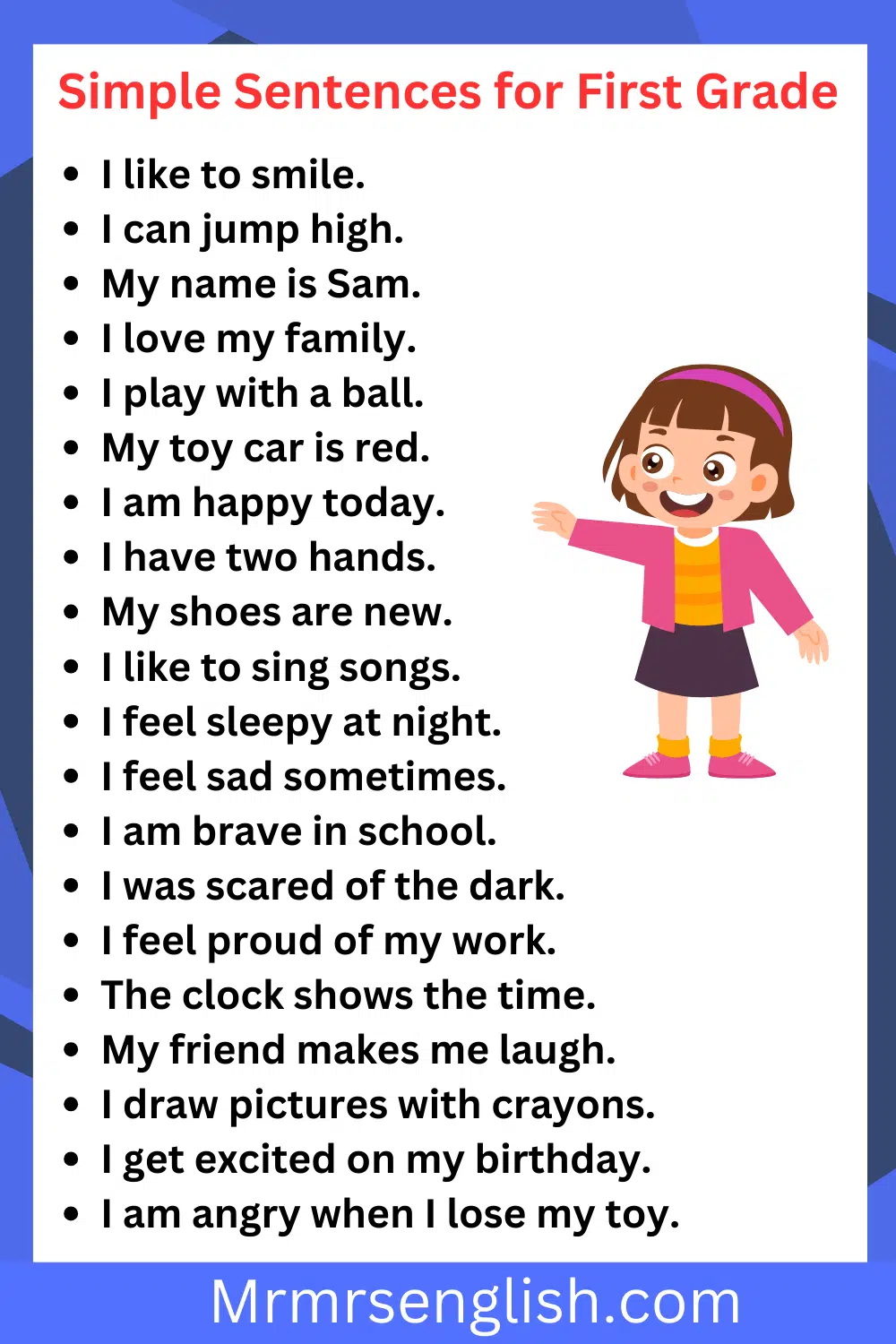 Simple Sentences for First Grade