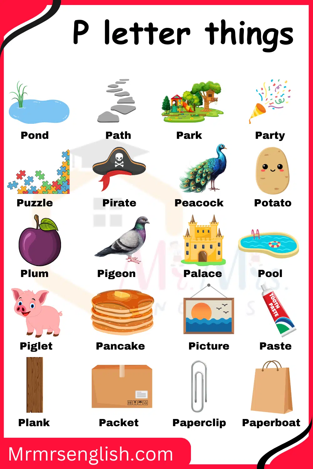 Things and Pictures that start with P letter