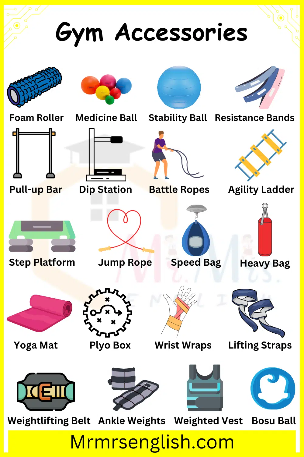Common Gym Accessories Names with Pictures