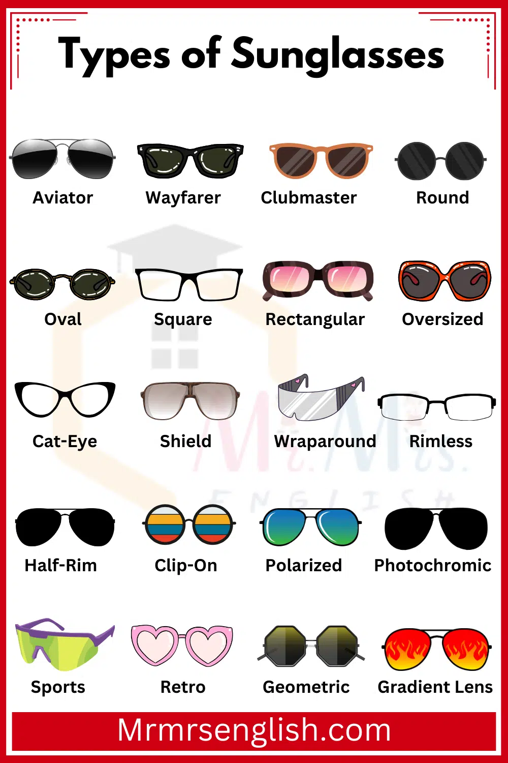 Sunglasses Pictures and Names in English
