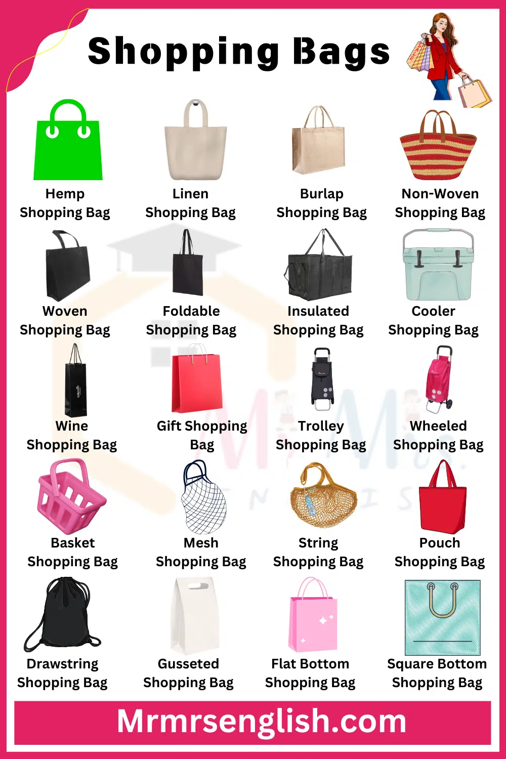 Bags Name in English for shopping