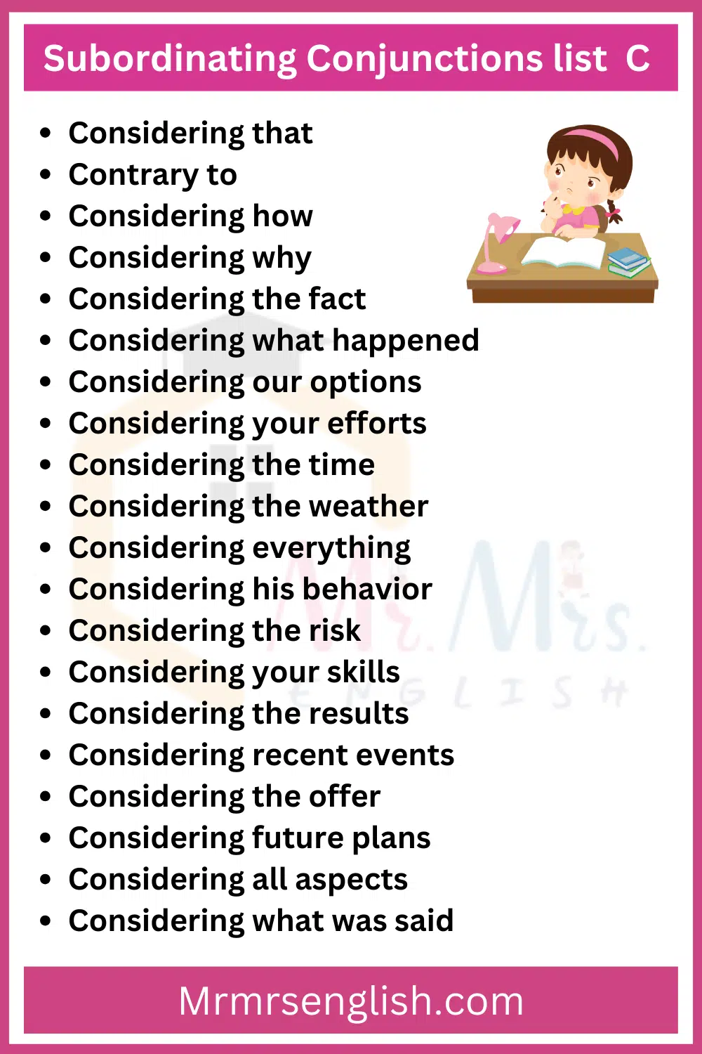 Subordinating Conjunctions list C