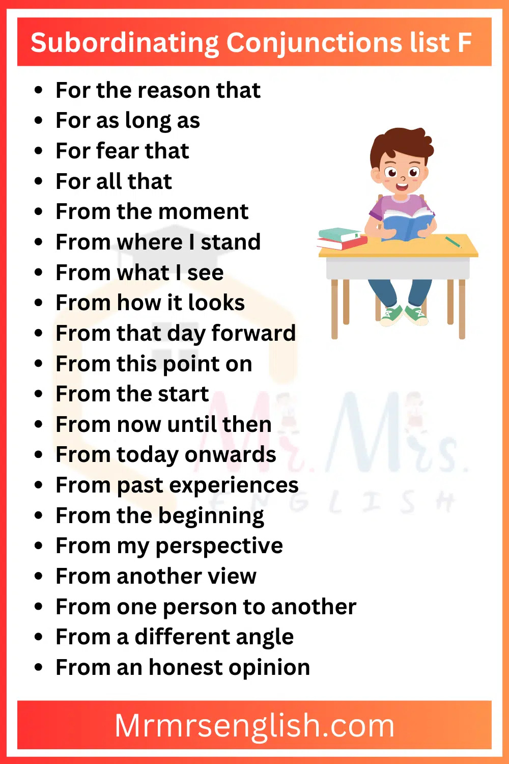 Subordinating Conjunctions list F