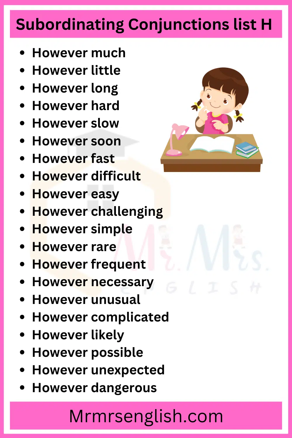 Subordinating Conjunctions list H