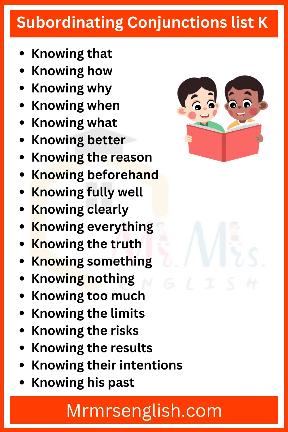 Subordinating Conjunctions list K