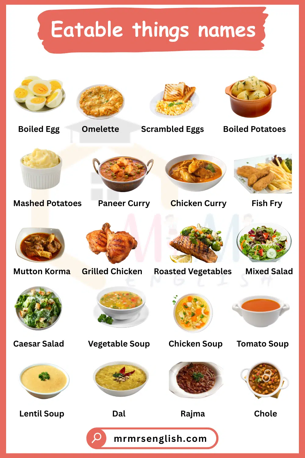 100 Food Names in English with Pictures