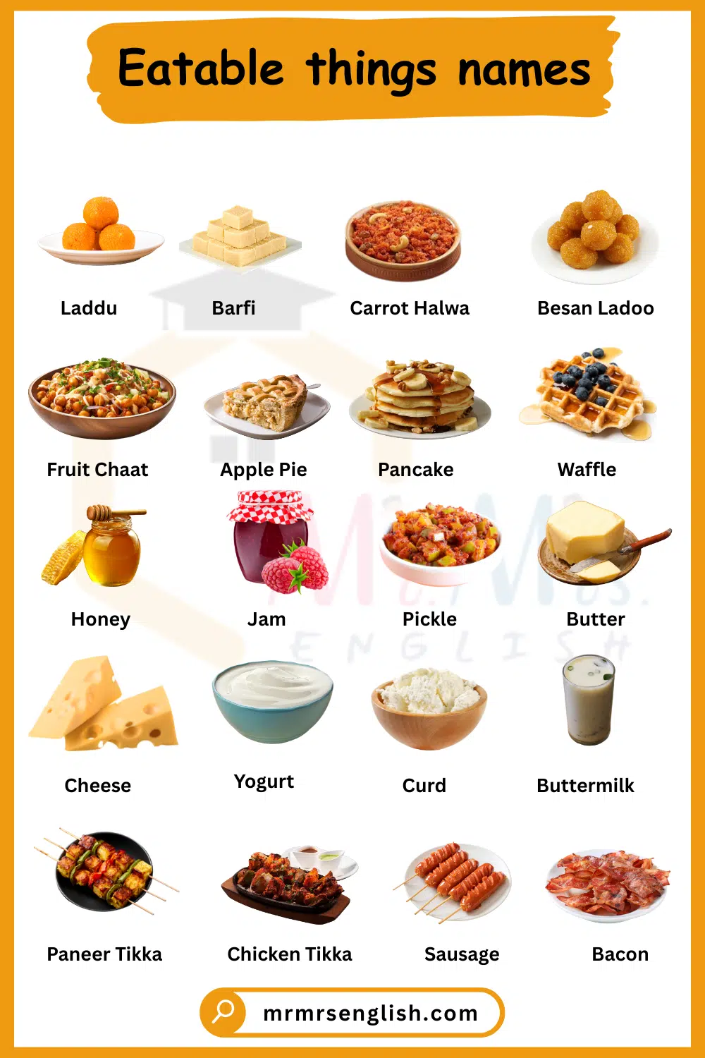 Foods Vocabulary with their pictures