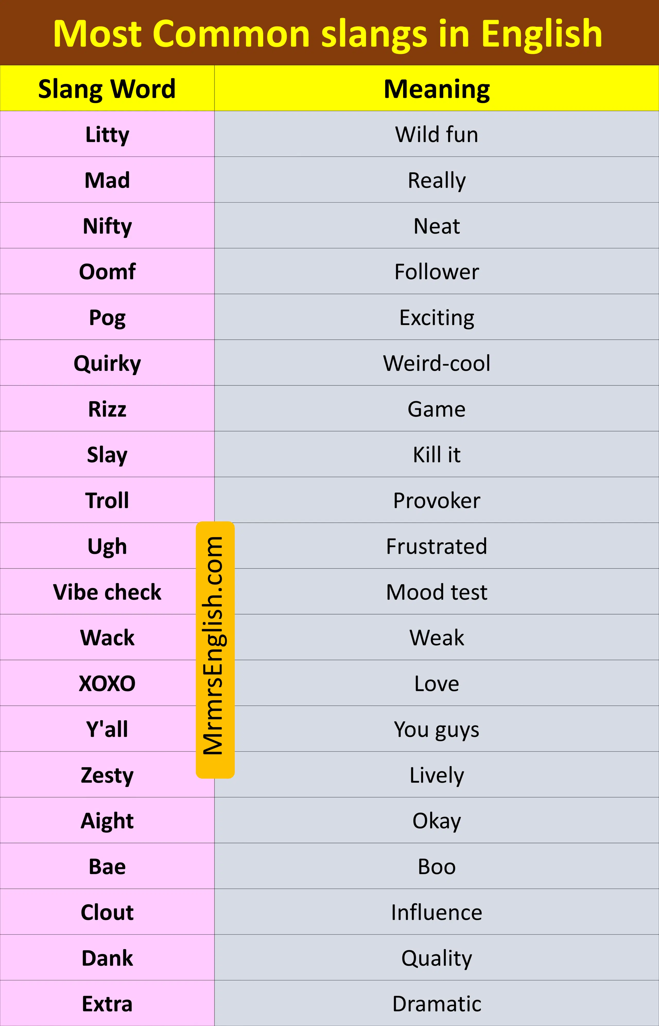 Most Common slangs in English