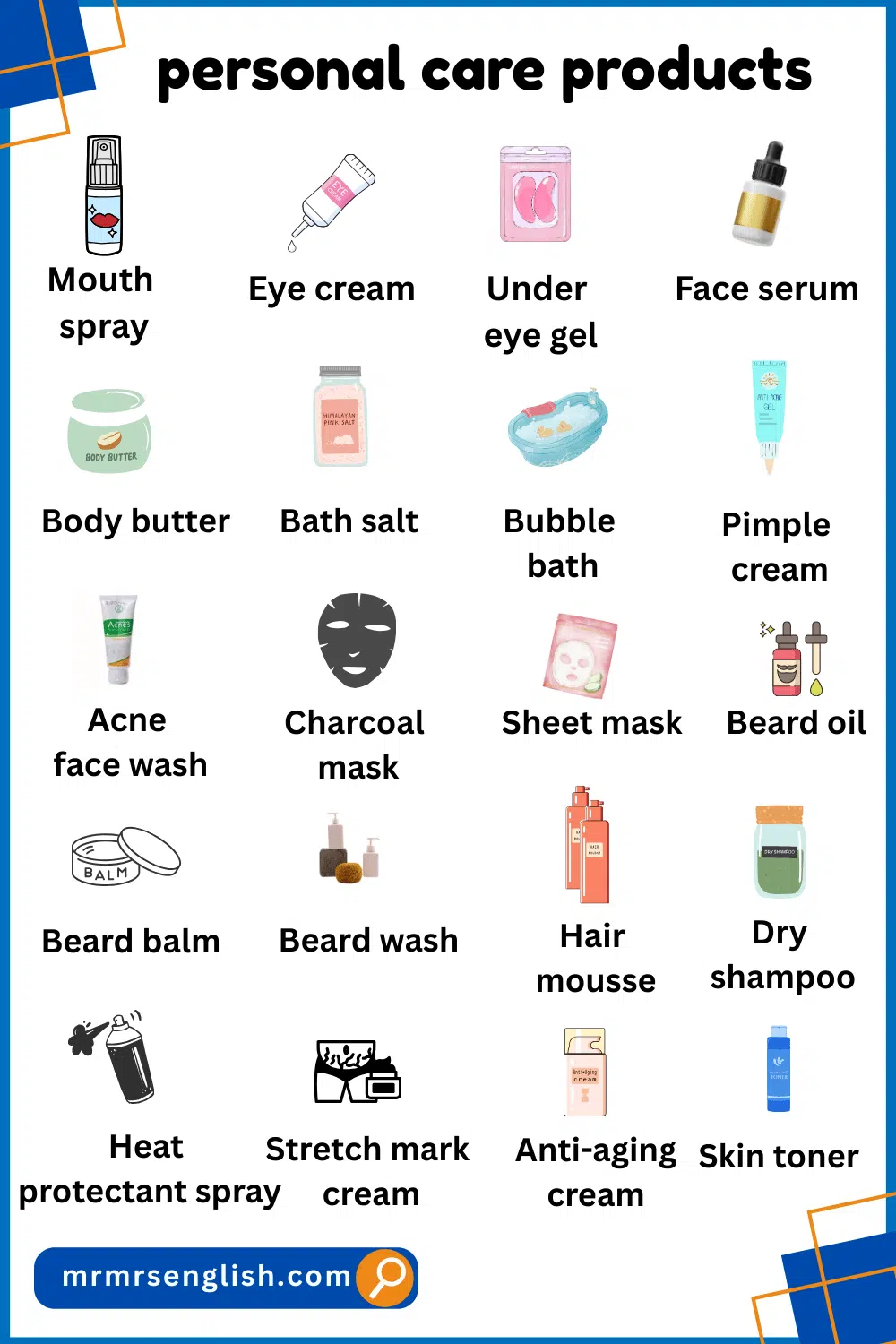 Beauty and personal care products list