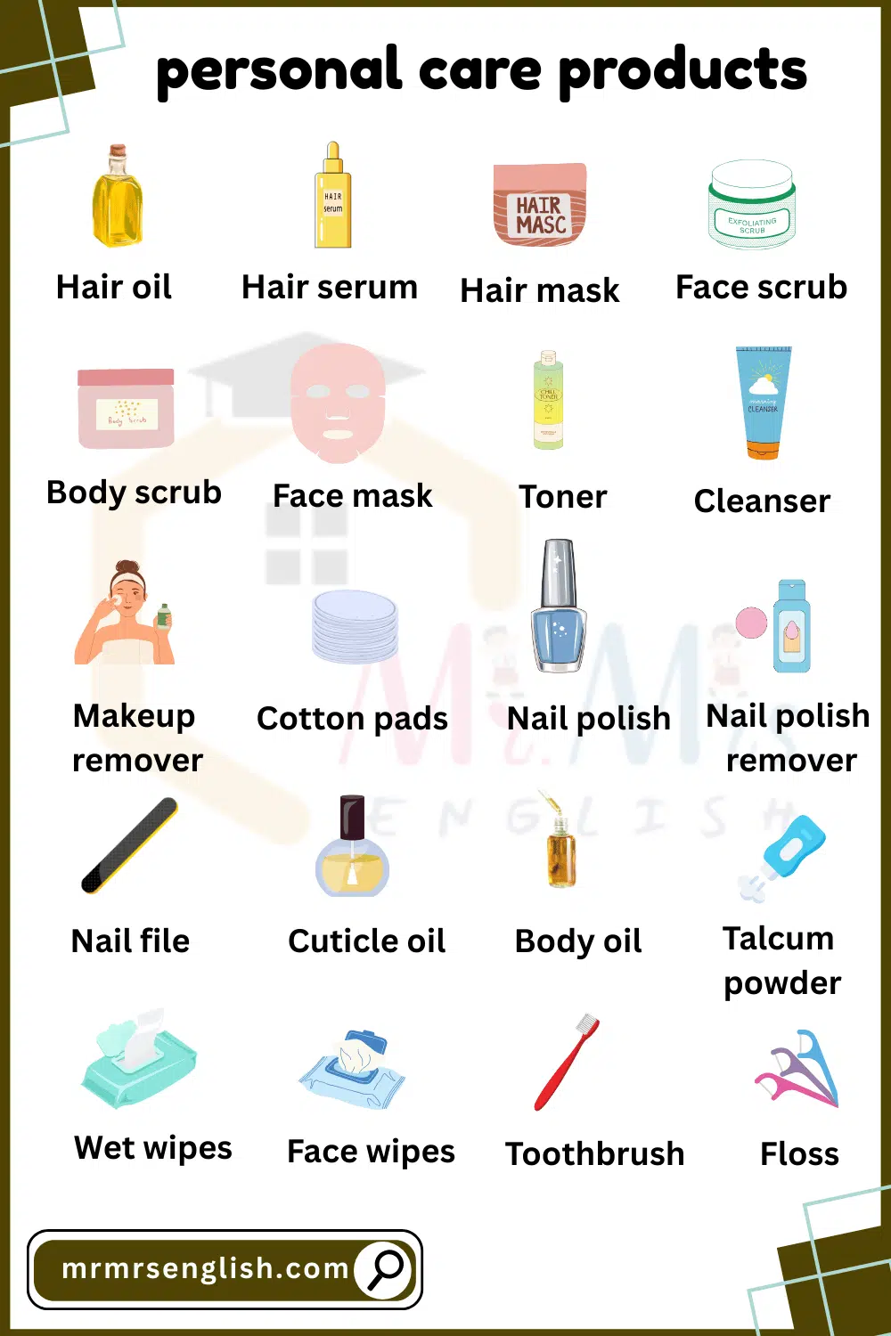 Names and Pictures of Personal care products