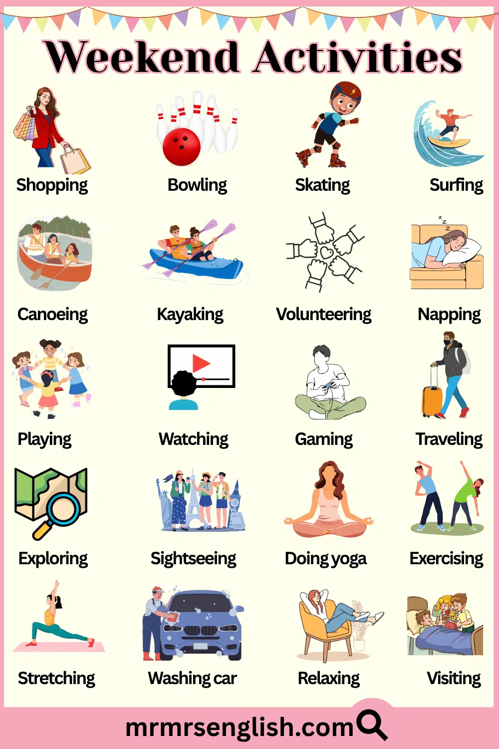 Basic Weekend Activities Names with Pictures