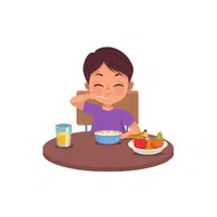 Eating breakfast 