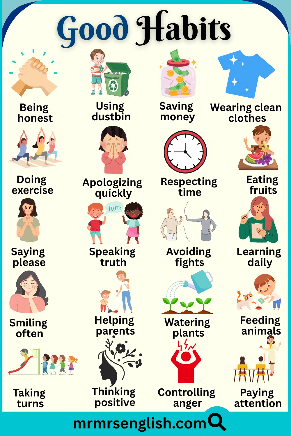 Good Habits Names with Pictures