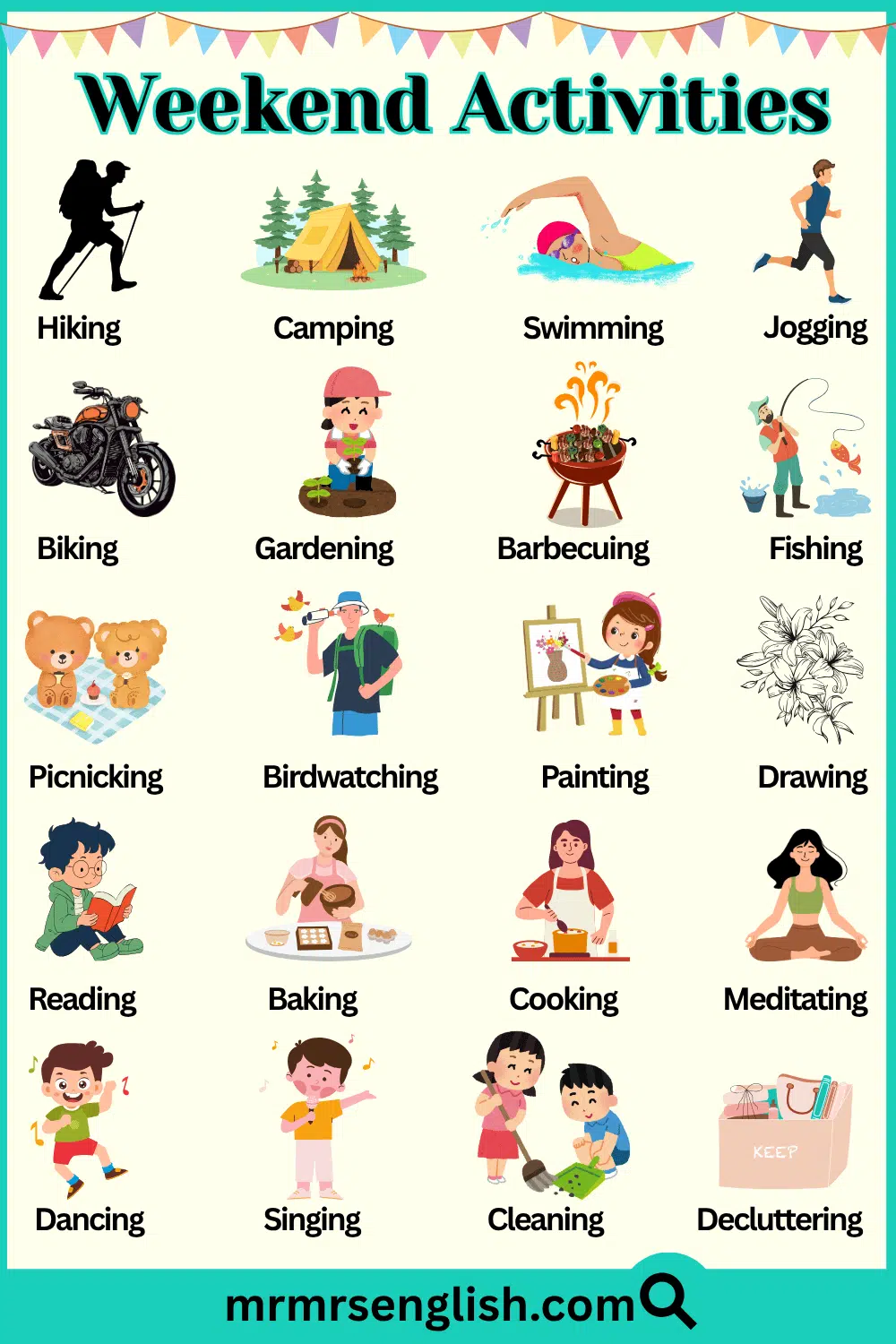 Weekend Activities Names in English with Pictures